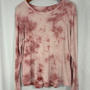 AE American Eagle Pink Mauve Tie Dye Long Sleeve Soft & Sexy Tee Women's Large